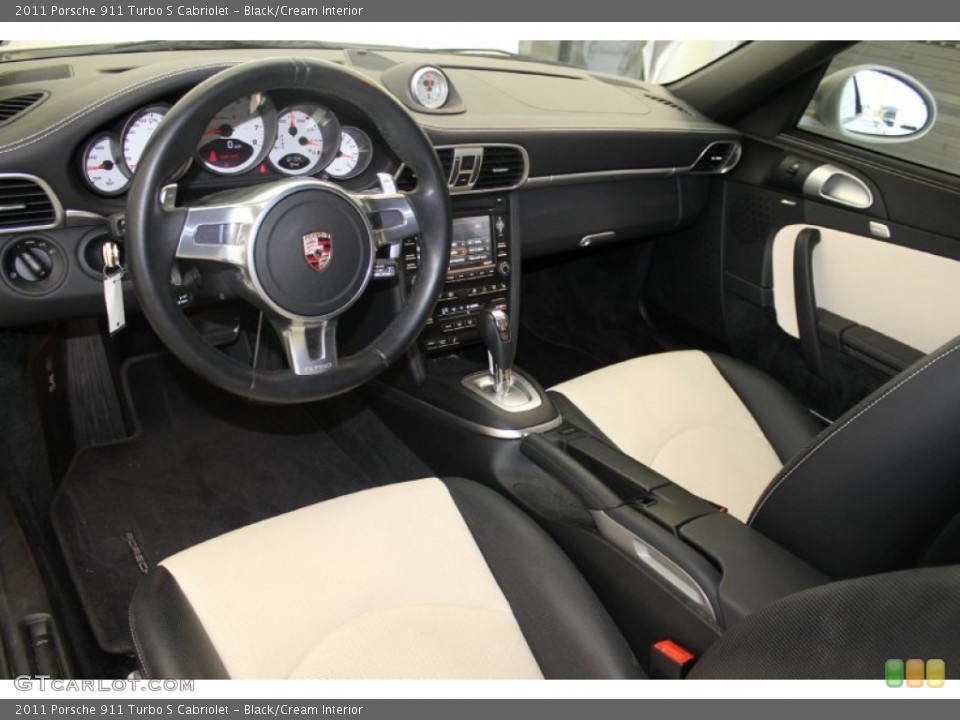 Black/Cream Interior Prime Interior for the 2011 Porsche 911 Turbo S Cabriolet #82935992