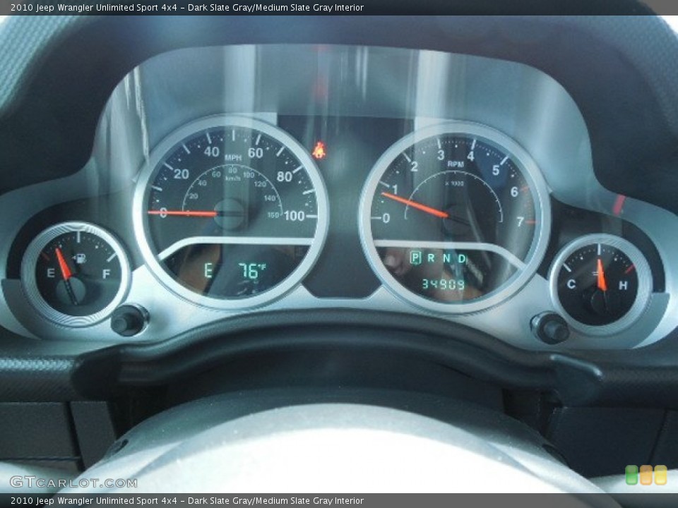 Dark Slate Gray/Medium Slate Gray Interior Gauges for the 2010 Jeep Wrangler Unlimited Sport 4x4 #83013851