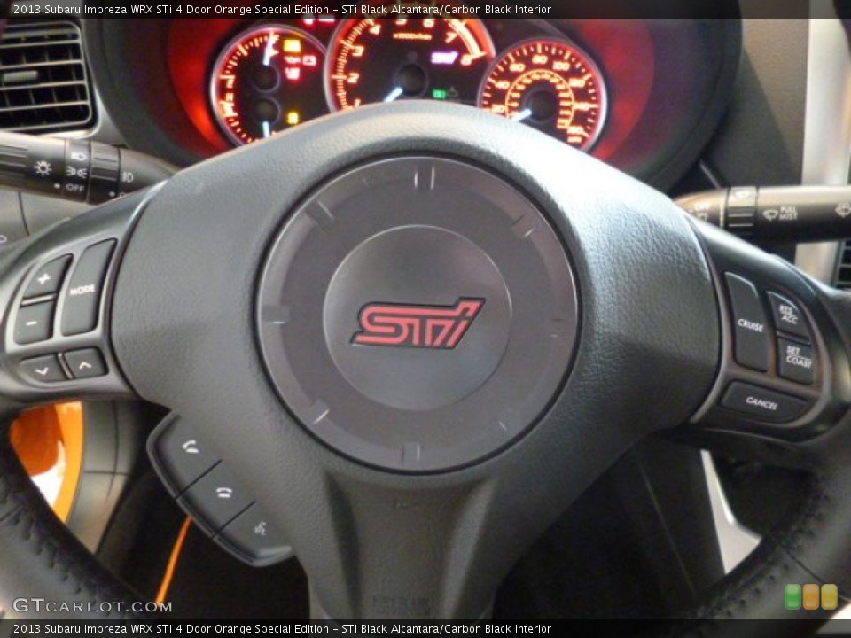 STi Black Alcantara/Carbon Black Interior Steering Wheel for the 2013 Subaru Impreza WRX STi 4 Door Orange Special Edition #83021757