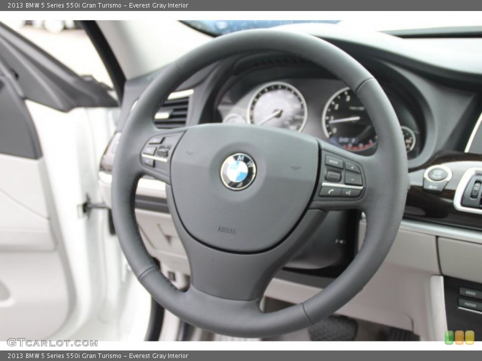 Everest Gray Interior Steering Wheel for the 2013 BMW 5 Series 550i Gran Turismo #83072569