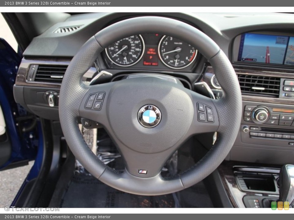Cream Beige Interior Steering Wheel for the 2013 BMW 3 Series 328i Convertible #83073278