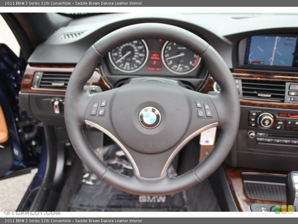 Saddle Brown Dakota Leather Interior Steering Wheel for the 2011 BMW 3 Series 328i Convertible #83077109