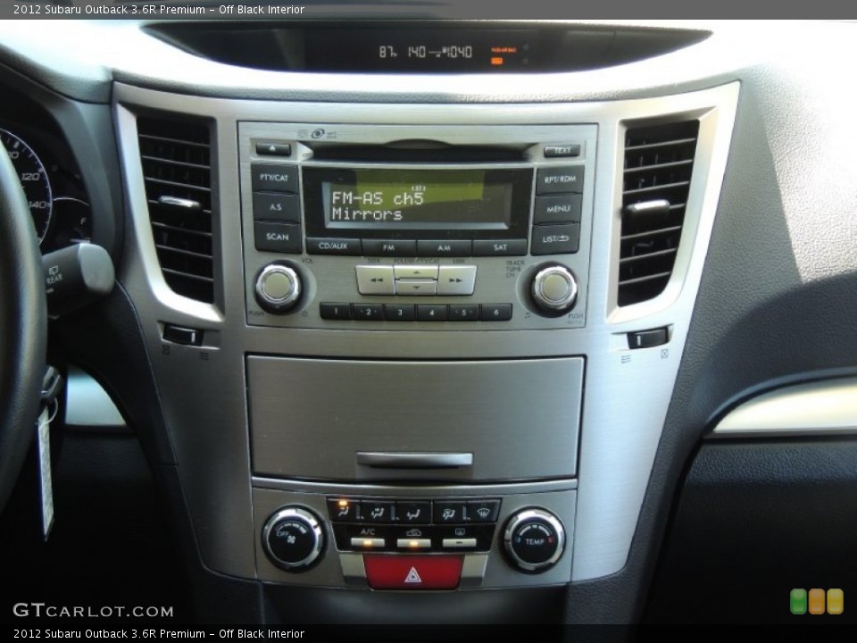 Off Black Interior Controls for the 2012 Subaru Outback 3.6R Premium #83120217