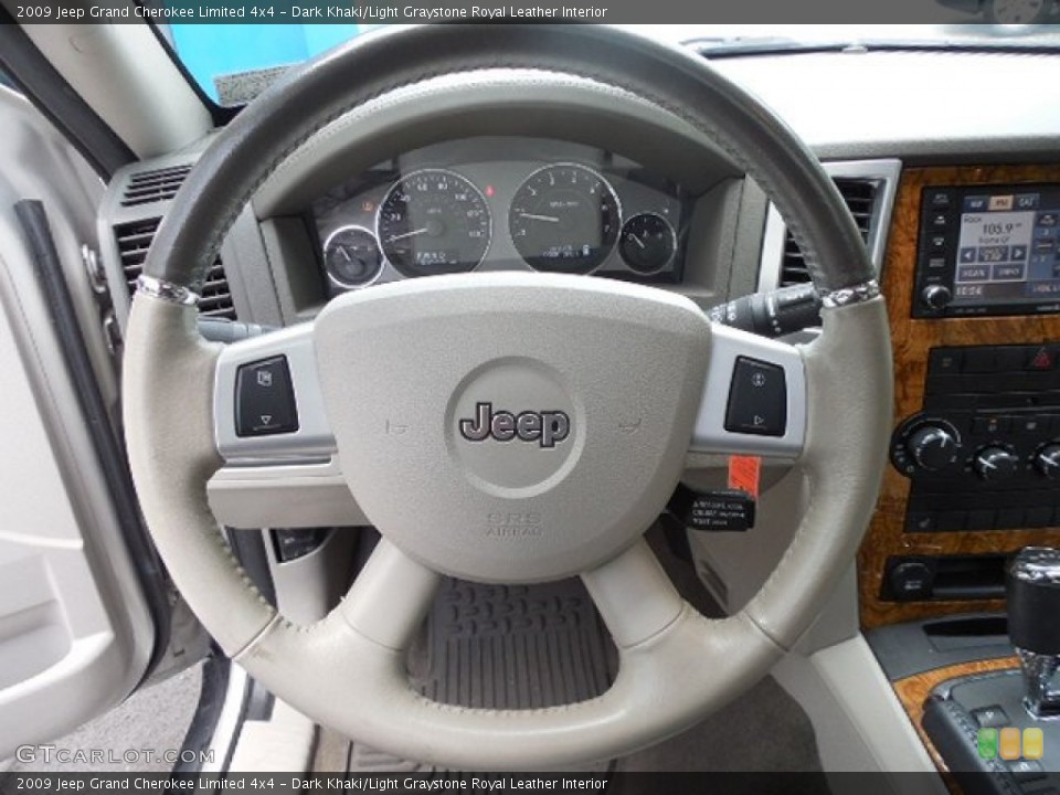 Dark Khaki/Light Graystone Royal Leather Interior Steering Wheel for the 2009 Jeep Grand Cherokee Limited 4x4 #83144299