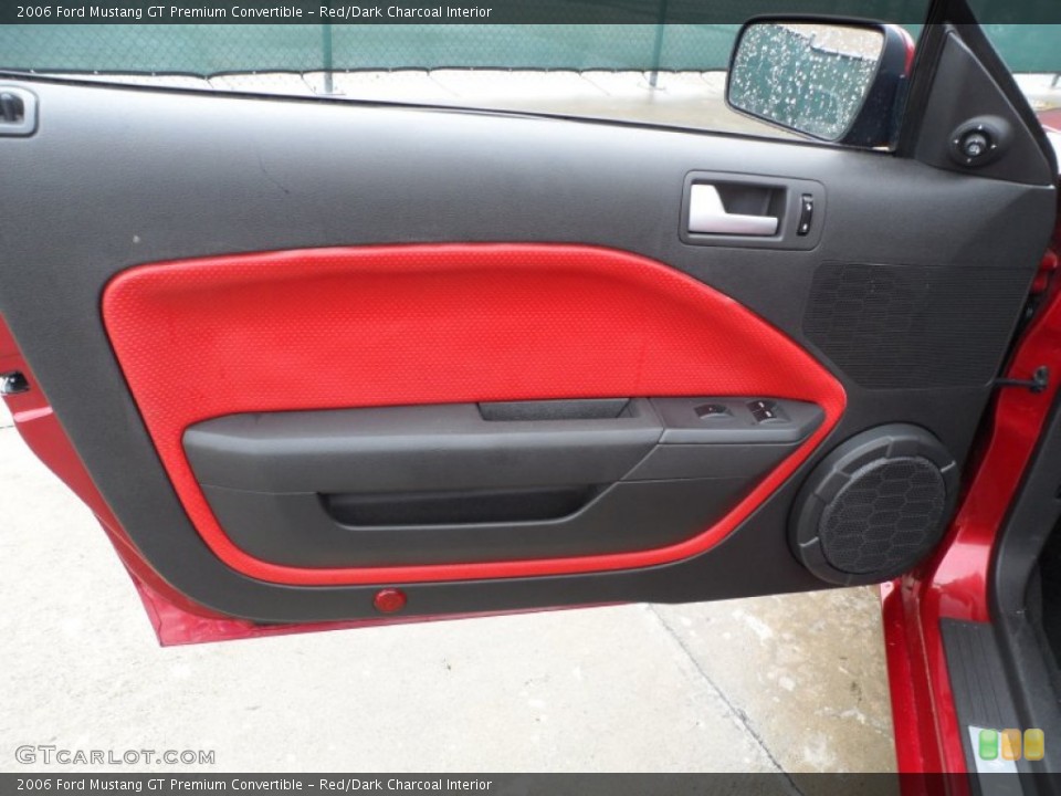 Red/Dark Charcoal Interior Door Panel for the 2006 Ford Mustang GT Premium Convertible #83188060