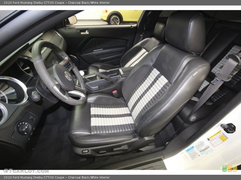 Charcoal Black/White Interior Front Seat for the 2010 Ford Mustang Shelby GT500 Coupe #83289490