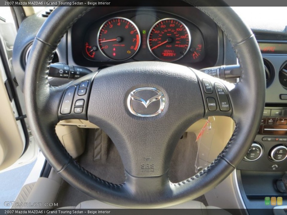 Beige Interior Steering Wheel for the 2007 Mazda MAZDA6 i Grand Touring Sedan #83292593