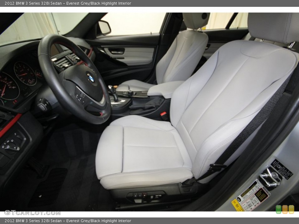 Everest Grey/Black Highlight Interior Front Seat for the 2012 BMW 3 Series 328i Sedan #83295969