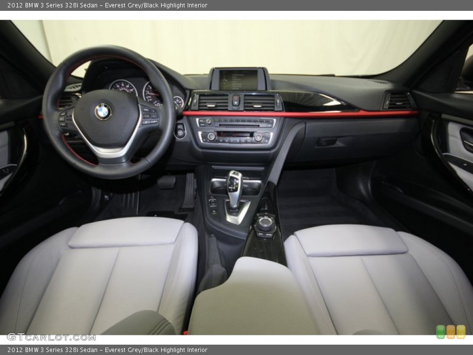 Everest Grey/Black Highlight Interior Dashboard for the 2012 BMW 3 Series 328i Sedan #83295988