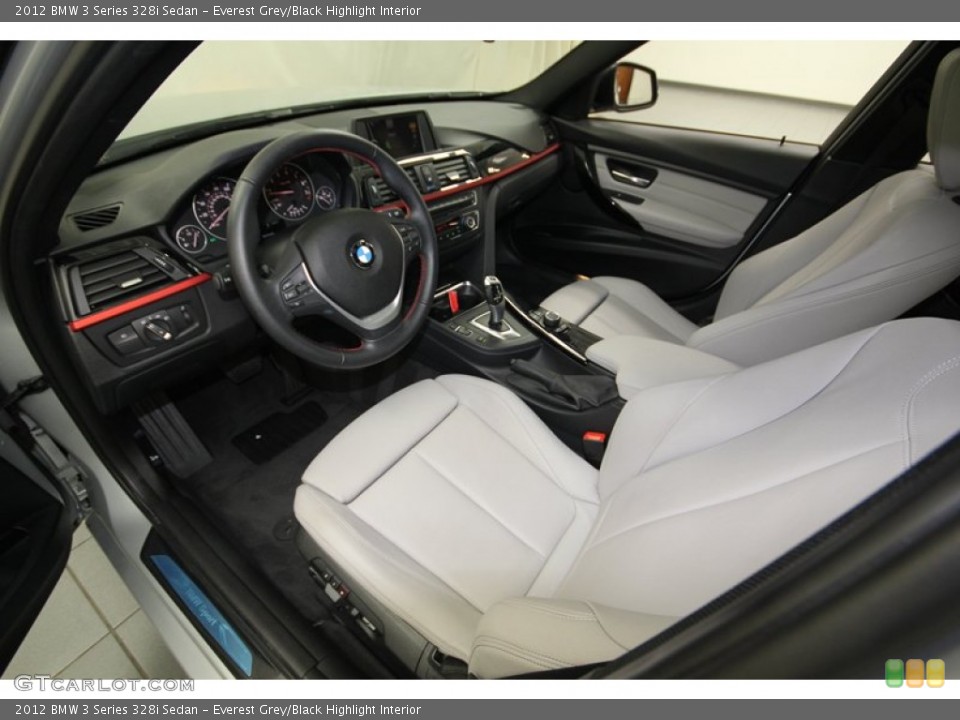 Everest Grey/Black Highlight 2012 BMW 3 Series Interiors