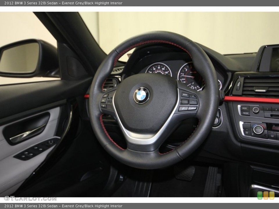 Everest Grey/Black Highlight Interior Steering Wheel for the 2012 BMW 3 Series 328i Sedan #83296671
