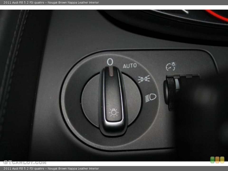 Nougat Brown Nappa Leather Interior Controls for the 2011 Audi R8 5.2 FSI quattro #83310126
