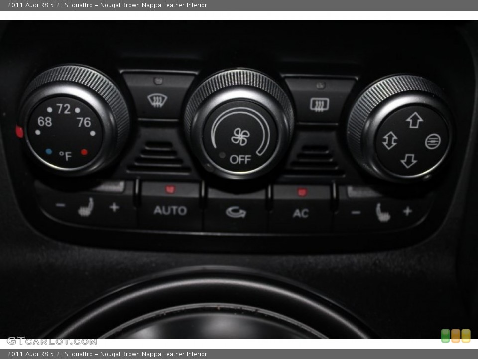 Nougat Brown Nappa Leather Interior Controls for the 2011 Audi R8 5.2 FSI quattro #83310204