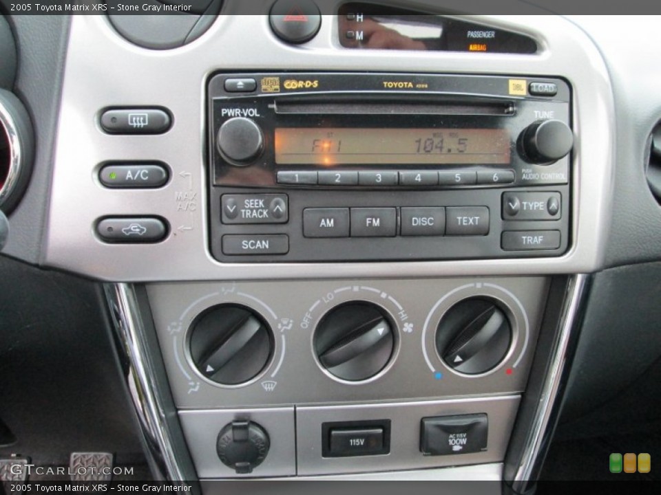 Stone Gray Interior Controls for the 2005 Toyota Matrix XRS #83329912