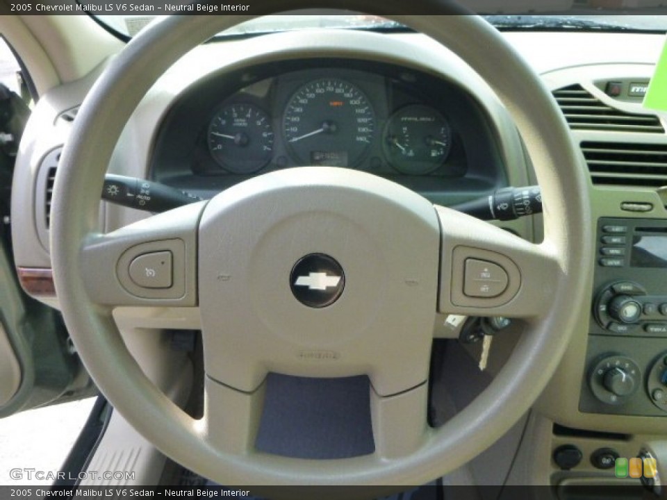Neutral Beige Interior Steering Wheel for the 2005 Chevrolet Malibu LS V6 Sedan #83348926