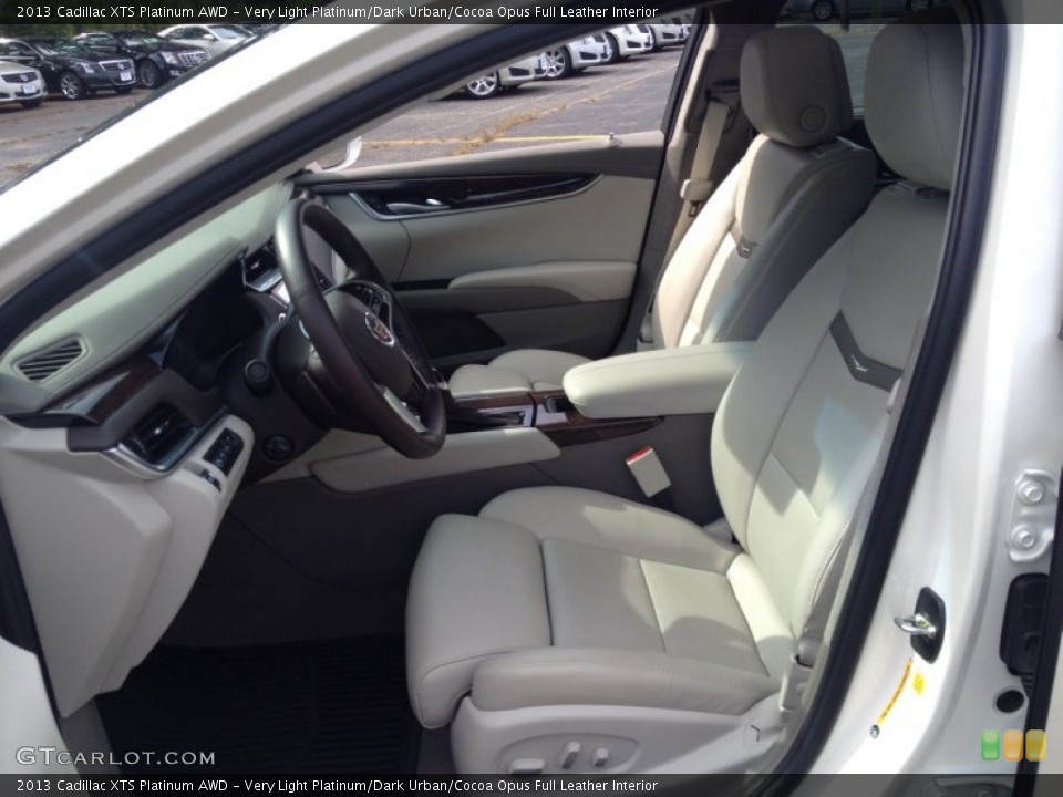 Very Light Platinum/Dark Urban/Cocoa Opus Full Leather Interior Front Seat for the 2013 Cadillac XTS Platinum AWD #83351799