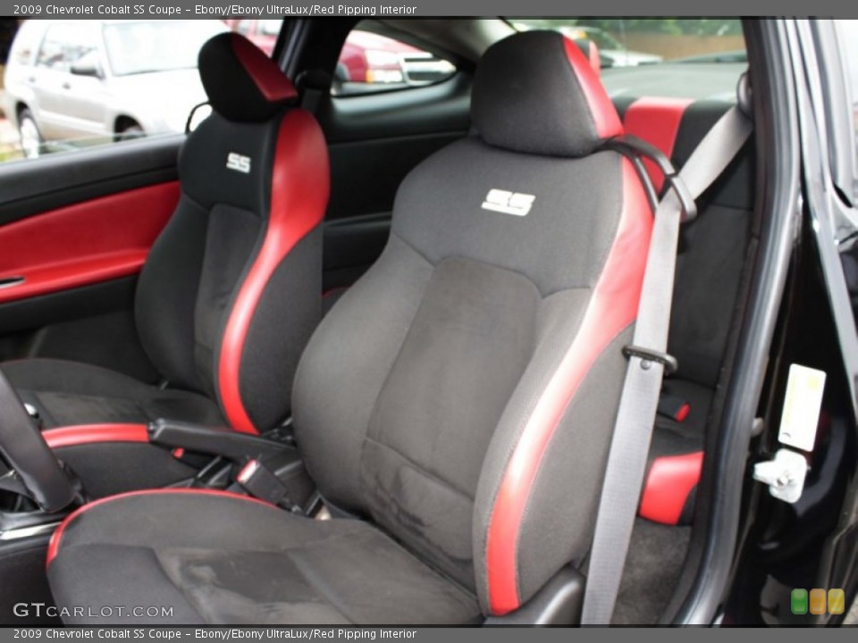 Ebony/Ebony UltraLux/Red Pipping Interior Front Seat for the 2009 Chevrolet Cobalt SS Coupe #83356237