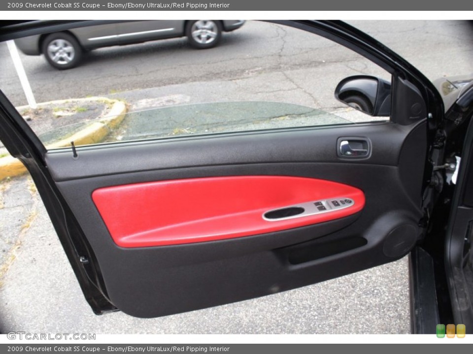 Ebony/Ebony UltraLux/Red Pipping Interior Door Panel for the 2009 Chevrolet Cobalt SS Coupe #83356252