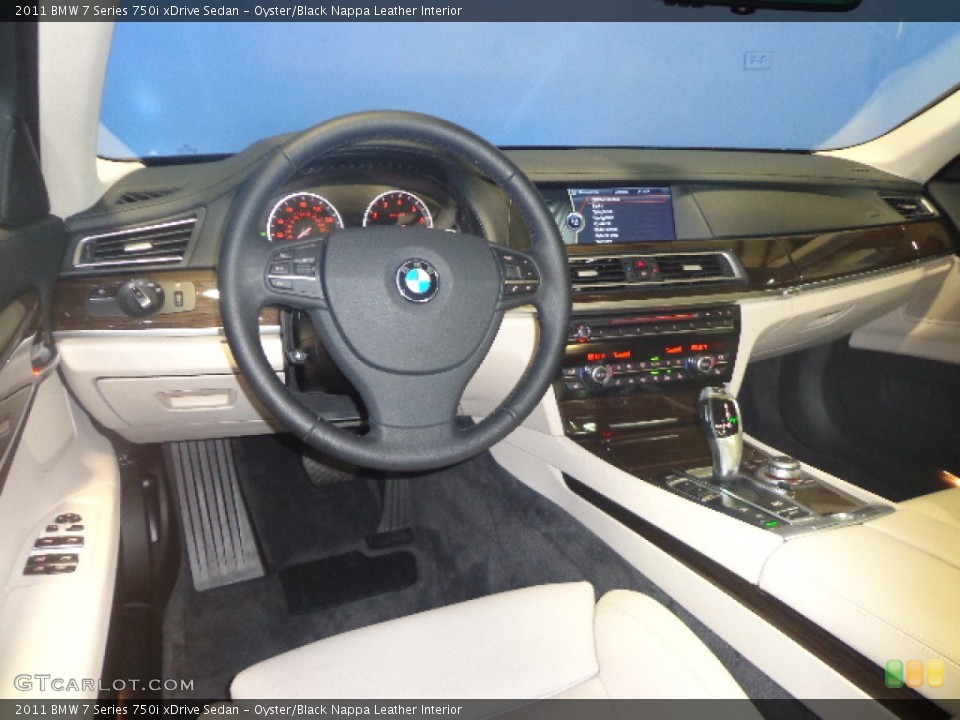 Oyster/Black Nappa Leather Interior Prime Interior for the 2011 BMW 7 Series 750i xDrive Sedan #83375197