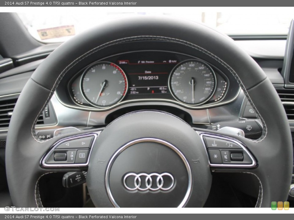 Black Perforated Valcona Interior Steering Wheel for the 2014 Audi S7 Prestige 4.0 TFSI quattro #83381248