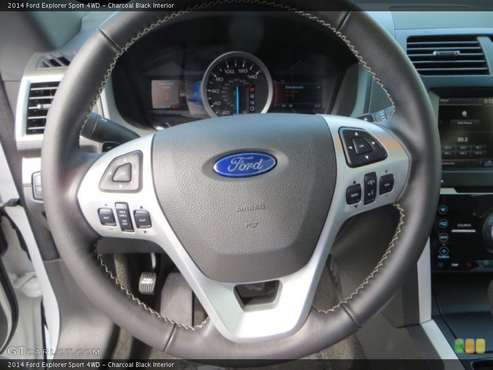 Charcoal Black Interior Steering Wheel for the 2014 Ford Explorer Sport 4WD #83439289