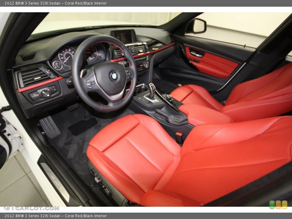 Coral Red/Black Interior Prime Interior for the 2012 BMW 3 Series 328i Sedan #83586975