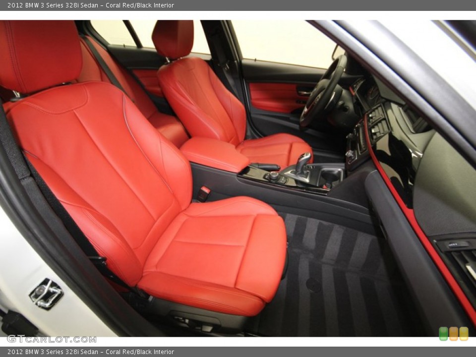 Coral Red/Black Interior Front Seat for the 2012 BMW 3 Series 328i Sedan #83587641