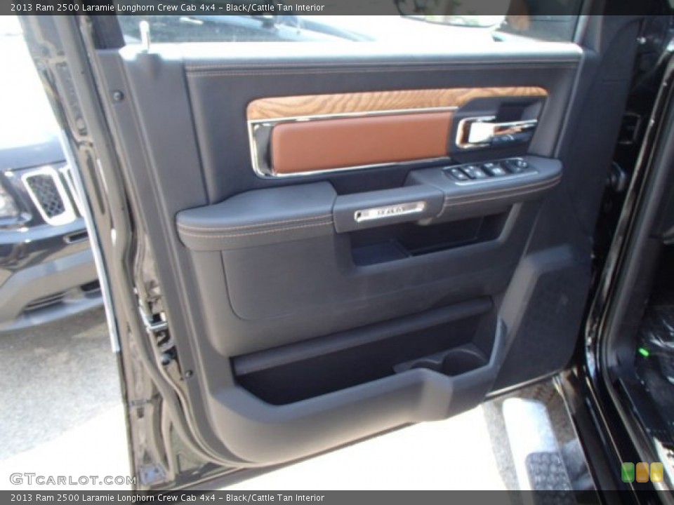 Black/Cattle Tan Interior Door Panel for the 2013 Ram 2500 Laramie Longhorn Crew Cab 4x4 #83642680