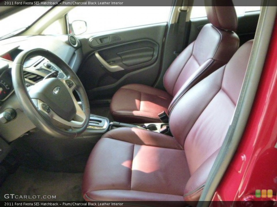 Plum/Charcoal Black Leather Interior Photo for the 2011 Ford Fiesta SES Hatchback #83649697