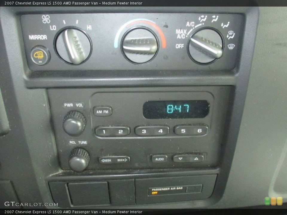 Medium Pewter Interior Controls for the 2007 Chevrolet Express LS 1500 AWD Passenger Van #83683984