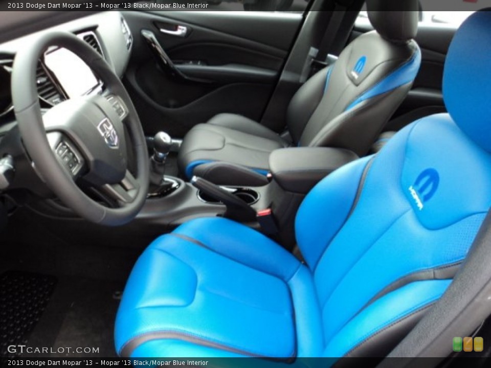 Mopar '13 Black/Mopar Blue Interior Front Seat for the 2013 Dodge Dart Mopar '13 #83705818