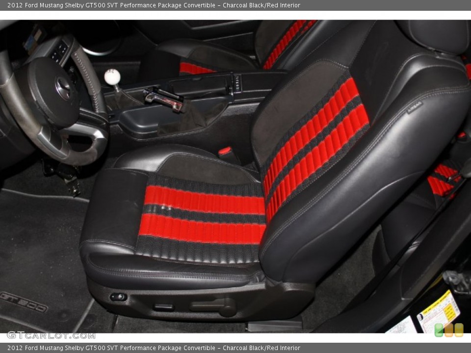 Charcoal Black/Red Interior Front Seat for the 2012 Ford Mustang Shelby GT500 SVT Performance Package Convertible #83712823