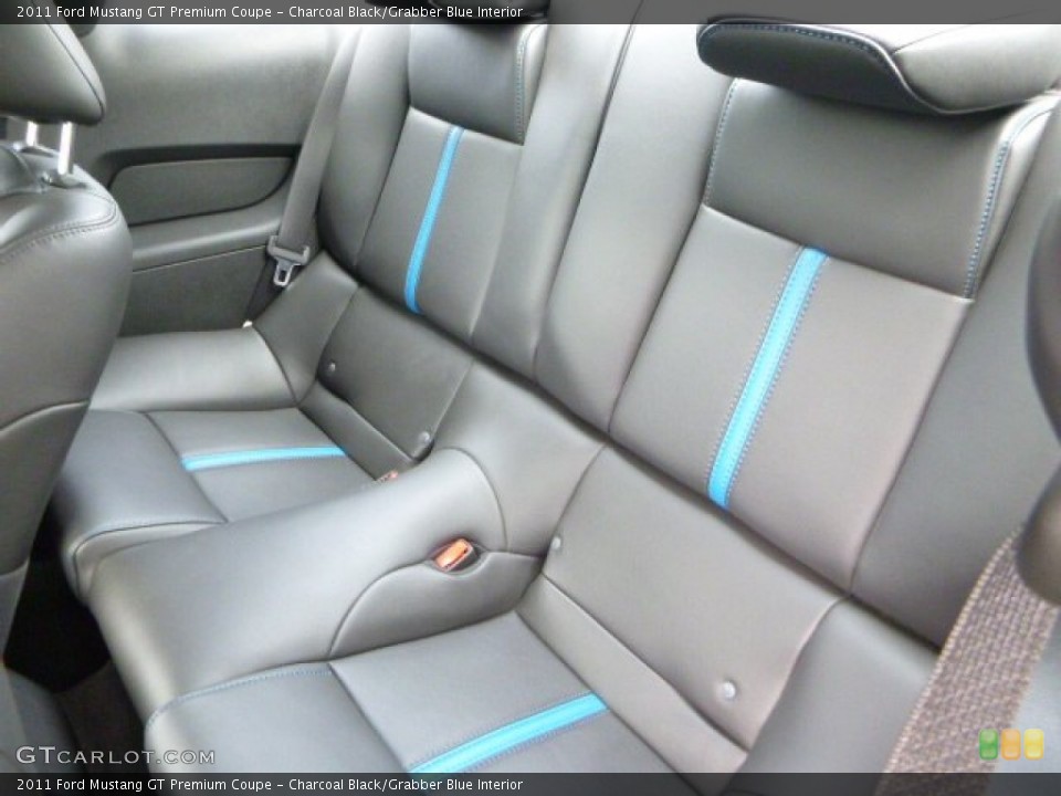 Charcoal Black/Grabber Blue Interior Rear Seat for the 2011 Ford Mustang GT Premium Coupe #83773657