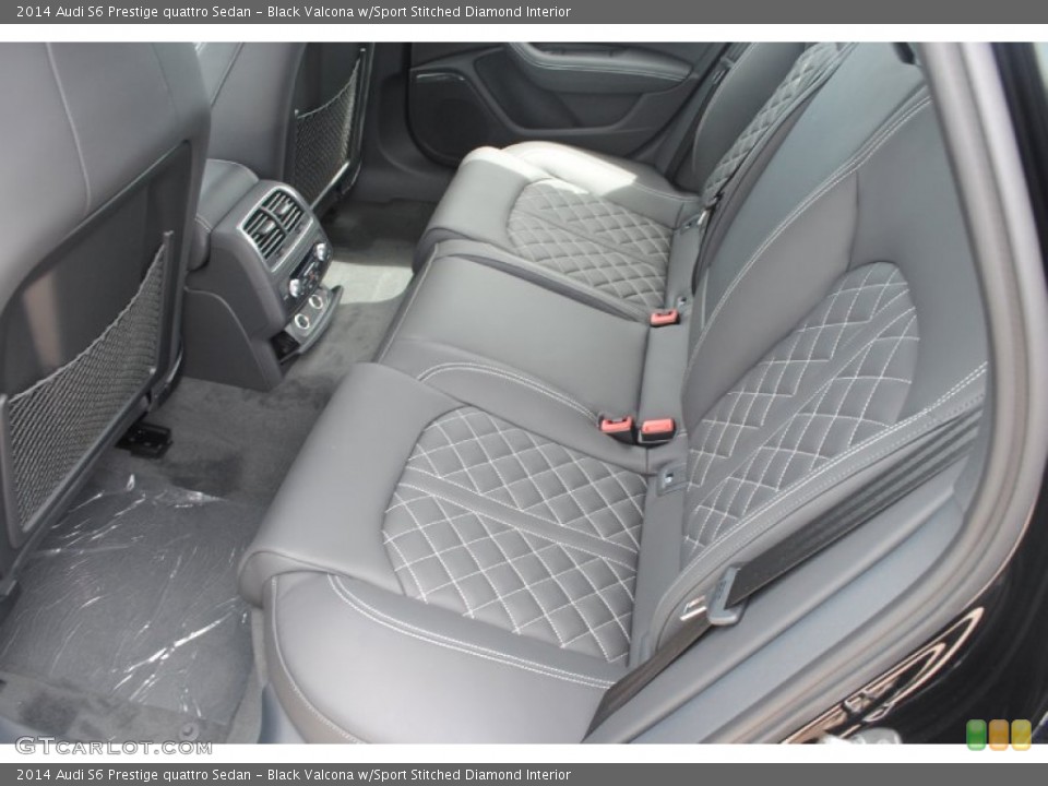 Black Valcona w/Sport Stitched Diamond Interior Rear Seat for the 2014 Audi S6 Prestige quattro Sedan #83781031