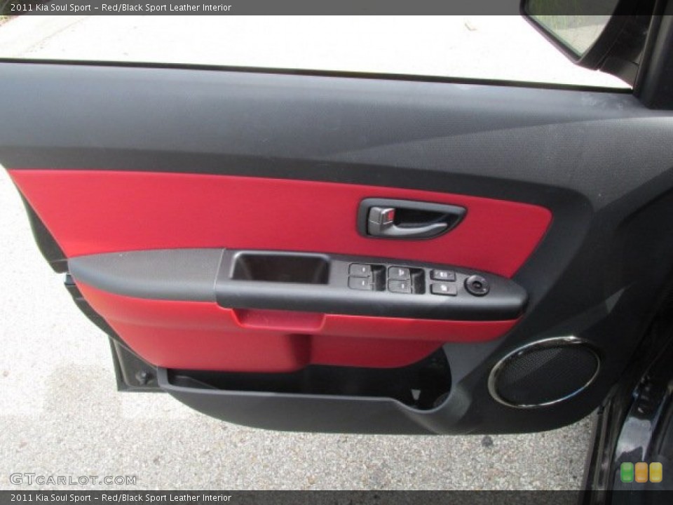 Red/Black Sport Leather Interior Door Panel for the 2011 Kia Soul Sport #83787430