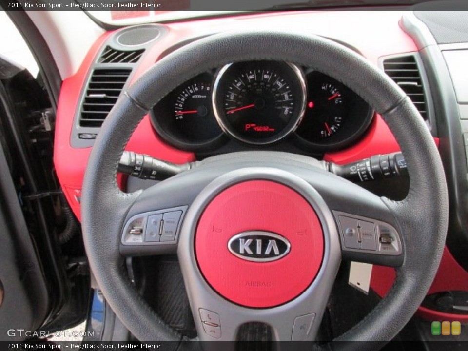 Red/Black Sport Leather Interior Steering Wheel for the 2011 Kia Soul Sport #83787513