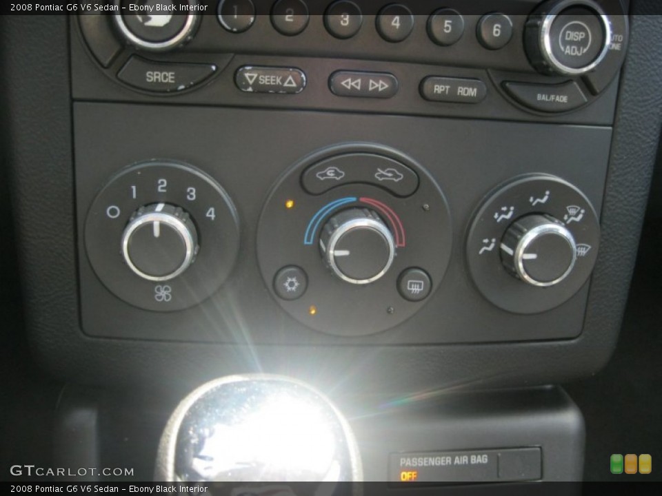 Ebony Black Interior Controls for the 2008 Pontiac G6 V6 Sedan #83791873