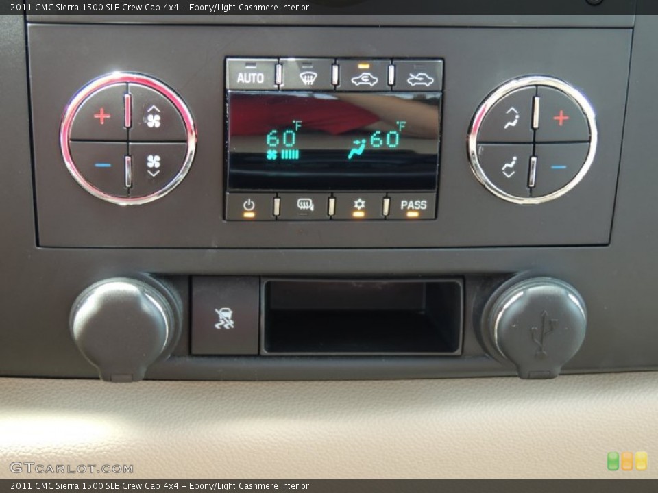 Ebony/Light Cashmere Interior Controls for the 2011 GMC Sierra 1500 SLE Crew Cab 4x4 #83812678