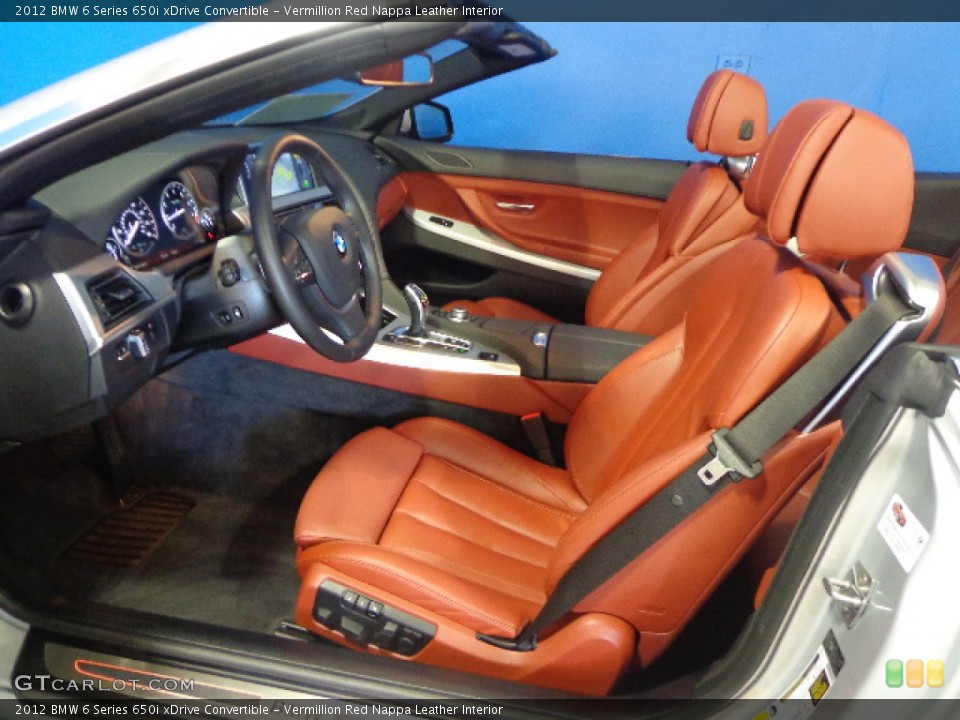 Vermillion Red Nappa Leather Interior Front Seat for the 2012 BMW 6 Series 650i xDrive Convertible #83819794