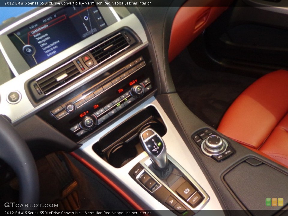 Vermillion Red Nappa Leather Interior Controls for the 2012 BMW 6 Series 650i xDrive Convertible #83819845