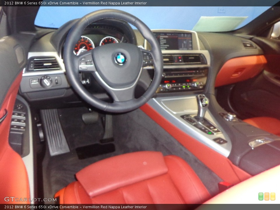 Vermillion Red Nappa Leather Interior Prime Interior for the 2012 BMW 6 Series 650i xDrive Convertible #83819863