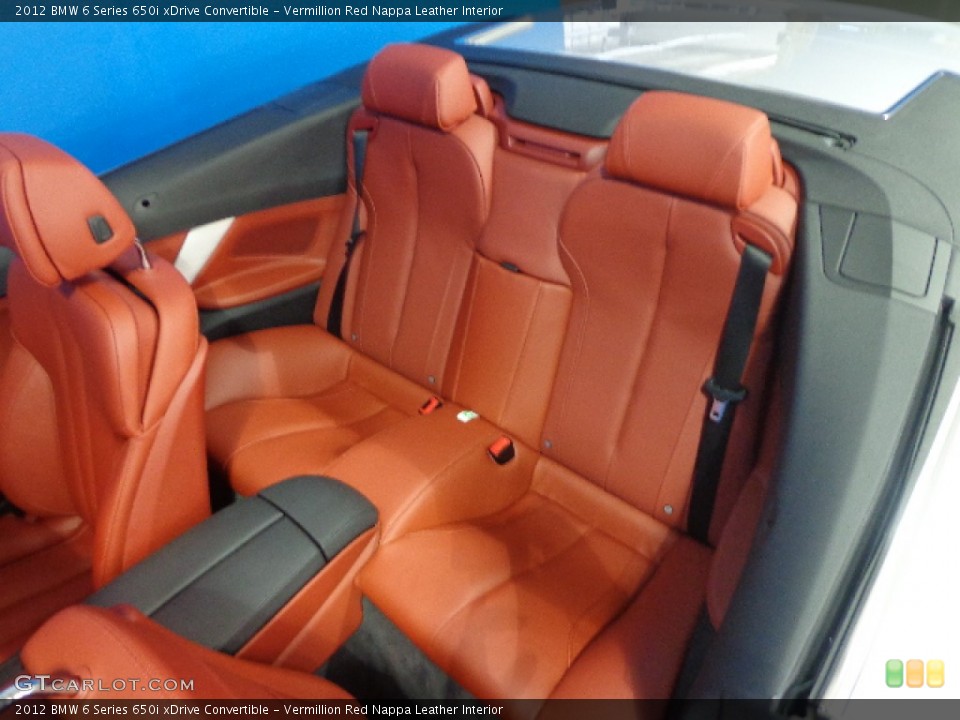 Vermillion Red Nappa Leather Interior Rear Seat for the 2012 BMW 6 Series 650i xDrive Convertible #83819883