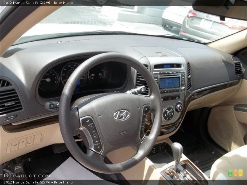 Beige Interior Dashboard for the 2012 Hyundai Santa Fe GLS V6 #83839479
