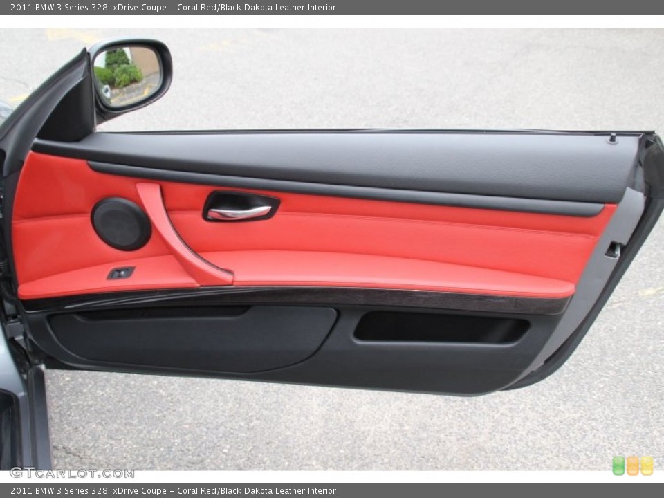 Coral Red/Black Dakota Leather Interior Door Panel for the 2011 BMW 3 Series 328i xDrive Coupe #83863588