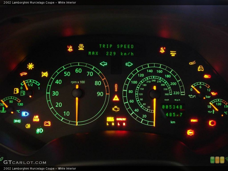 White Interior Gauges for the 2002 Lamborghini Murcielago Coupe #839088
