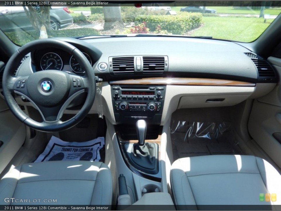 Savanna Beige Interior Dashboard for the 2011 BMW 1 Series 128i Convertible #83940988