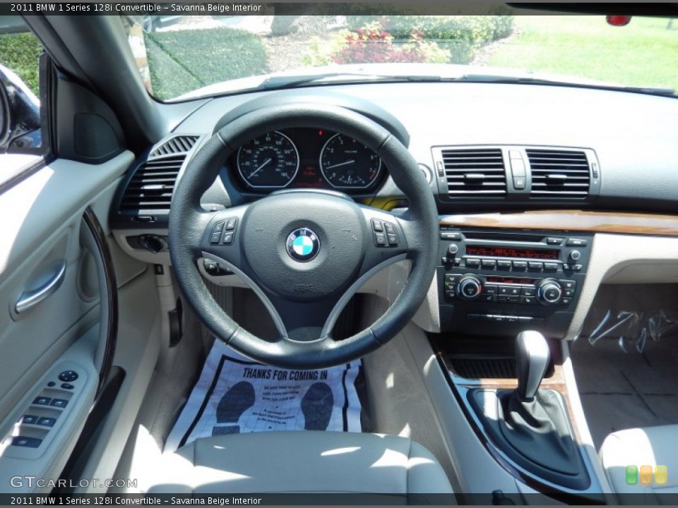 Savanna Beige Interior Dashboard for the 2011 BMW 1 Series 128i Convertible #83941012