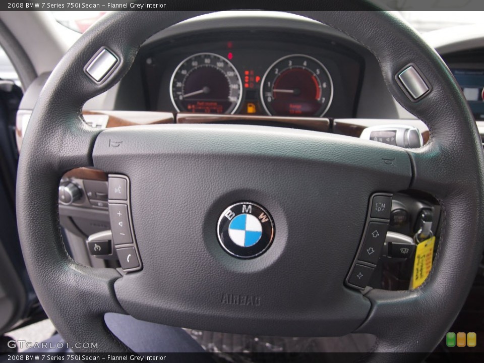 Flannel Grey Interior Steering Wheel for the 2008 BMW 7 Series 750i Sedan #83950408