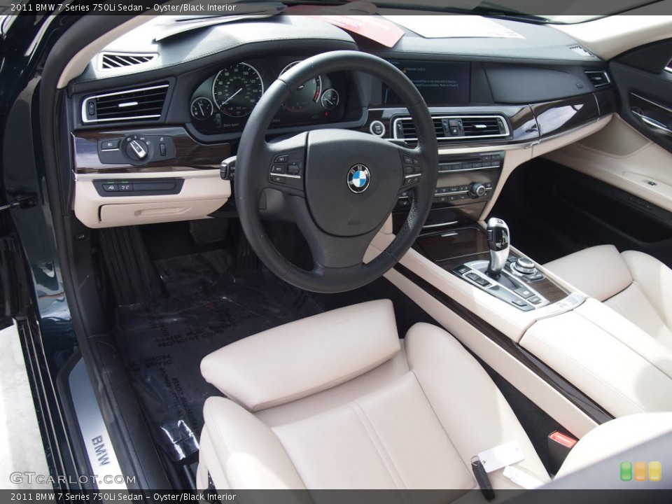 Oyster/Black Interior Prime Interior for the 2011 BMW 7 Series 750Li Sedan #83951116