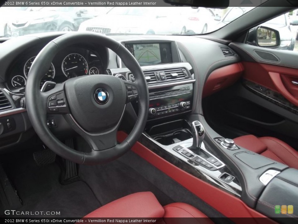 Vermillion Red Nappa Leather Interior Prime Interior for the 2012 BMW 6 Series 650i xDrive Convertible #83953402